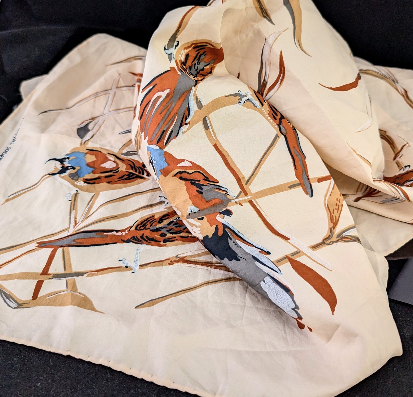 Rare vintage Jacqmar scarf, Bird print, RSPB