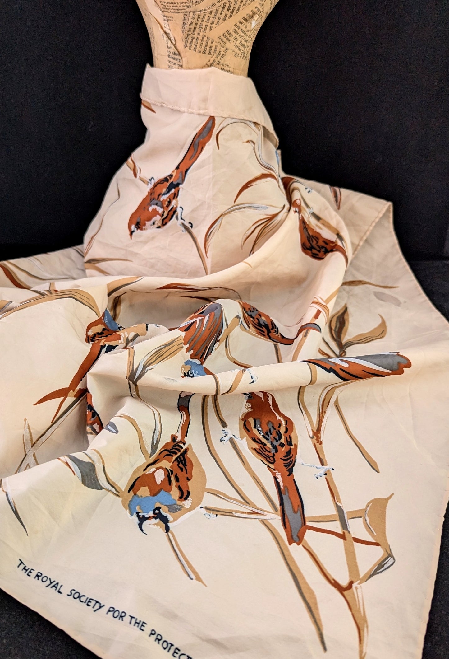 Rare vintage Jacqmar scarf, Bird print, RSPB