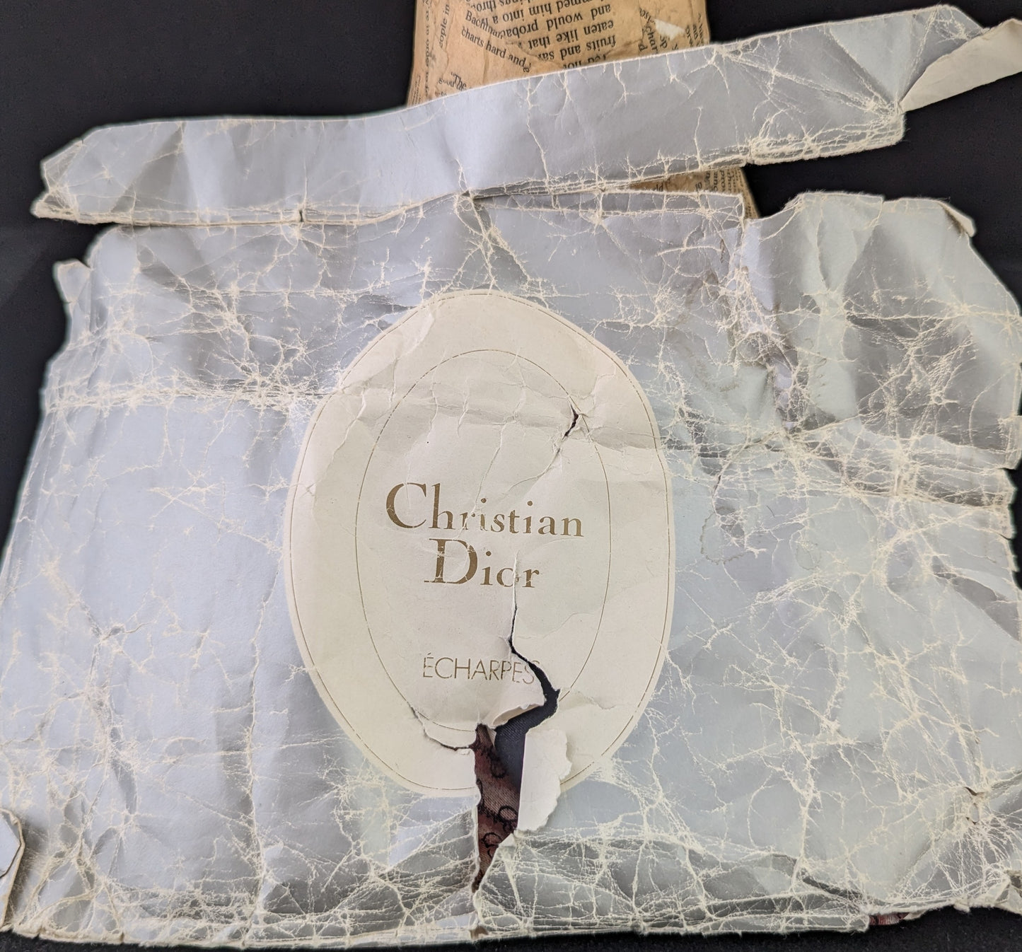 Vintage Christian Dior monogram silk scarf, Long length, Cravat