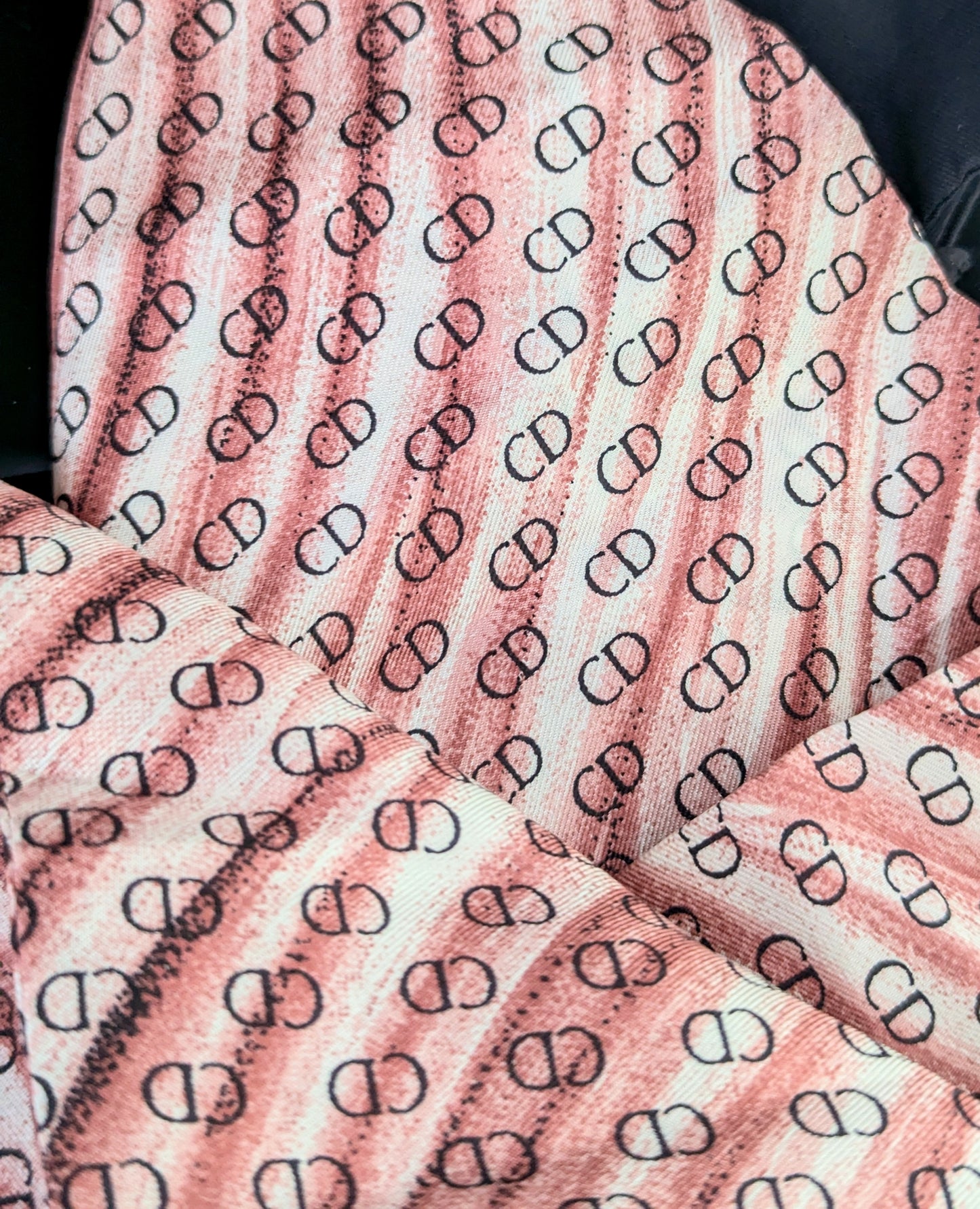 Vintage Christian Dior monogram silk scarf, Long length, Cravat