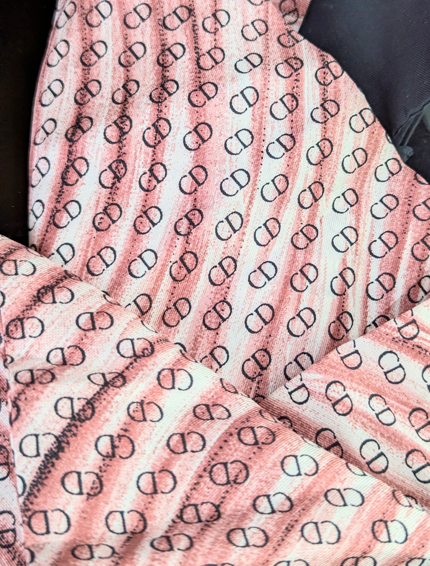 Vintage Christian Dior monogram silk scarf, Long length, Cravat