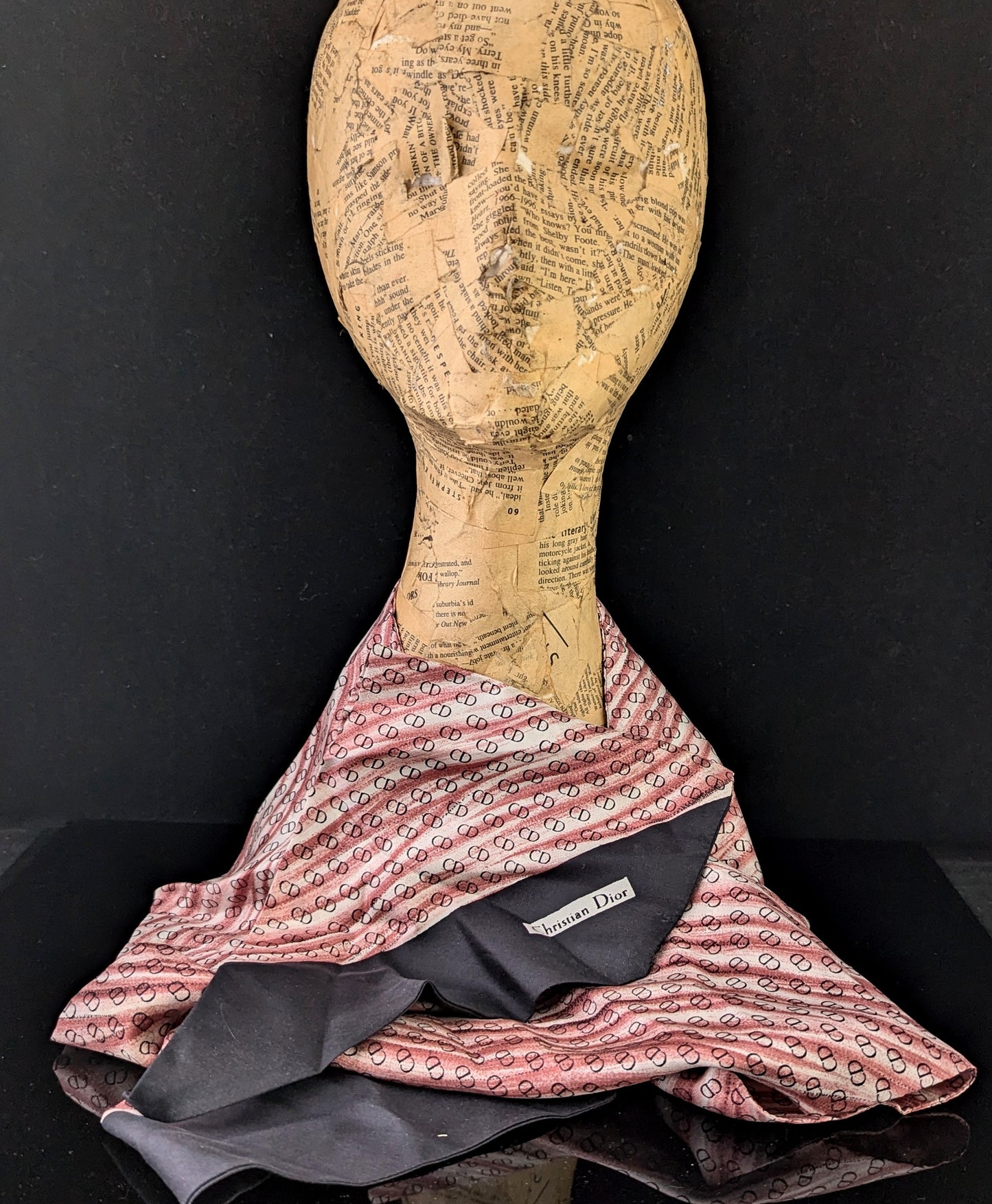 Vintage Christian Dior monogram silk scarf, Long length, Cravat