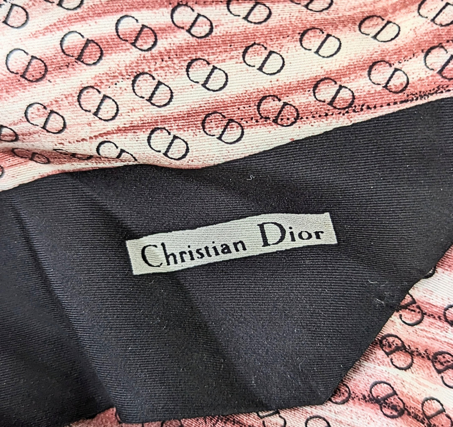 Vintage Christian Dior monogram silk scarf, Long length, Cravat