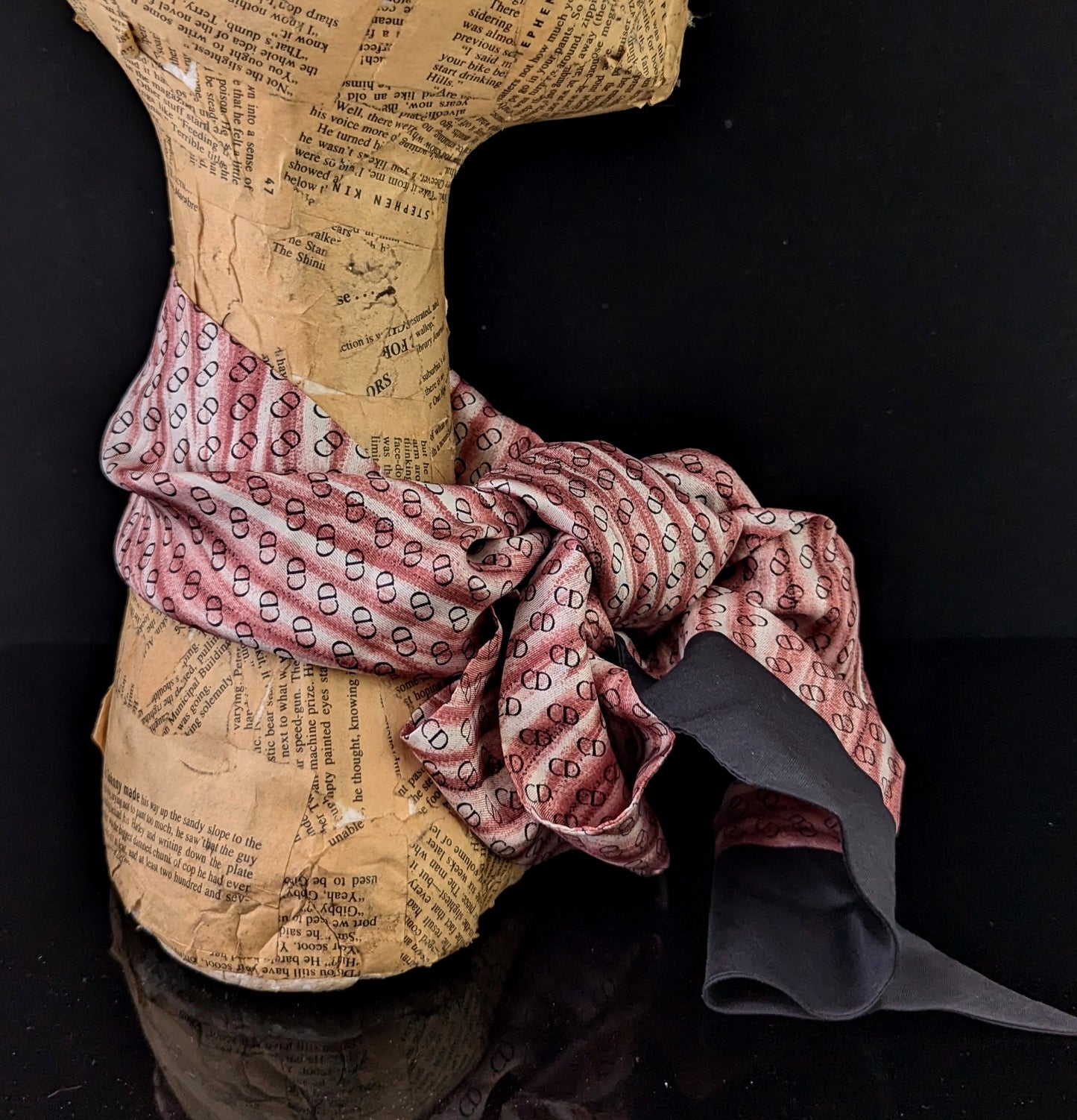 Vintage Christian Dior monogram silk scarf, Long length, Cravat