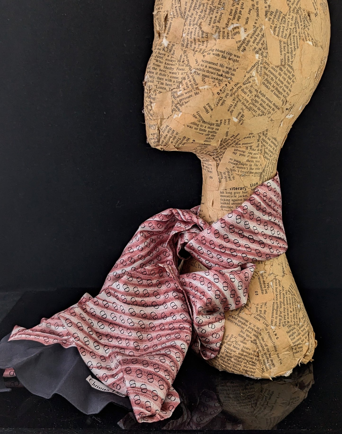 Vintage Christian Dior monogram silk scarf, Long length, Cravat