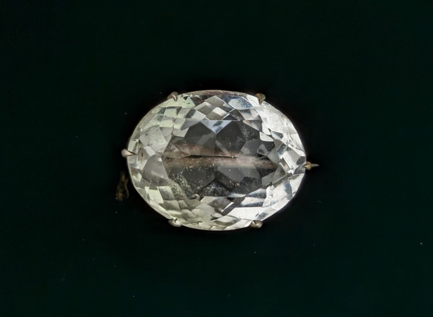 Antique Faceted rock crystal brooch, Gilt metal