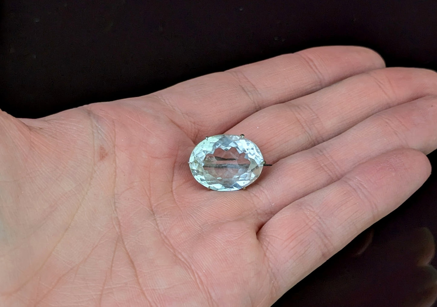 Antique Faceted rock crystal brooch, Gilt metal