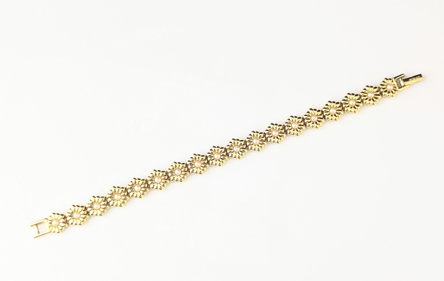 Vintage D'Orlan gold plated flower bracelet, Floral link