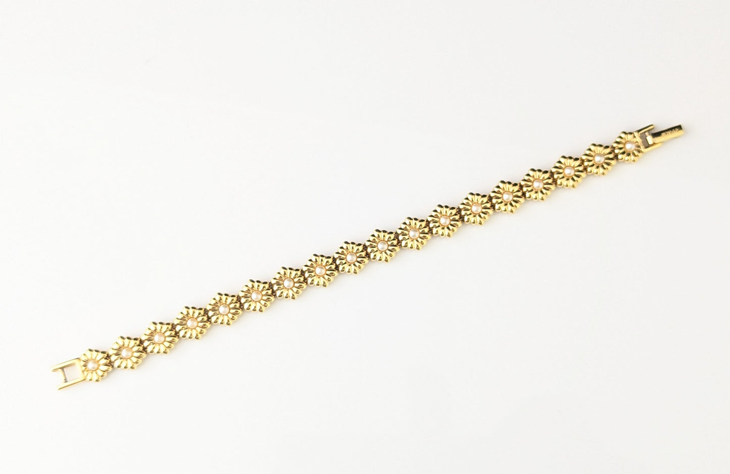 Vintage D'Orlan gold plated flower bracelet, Floral link