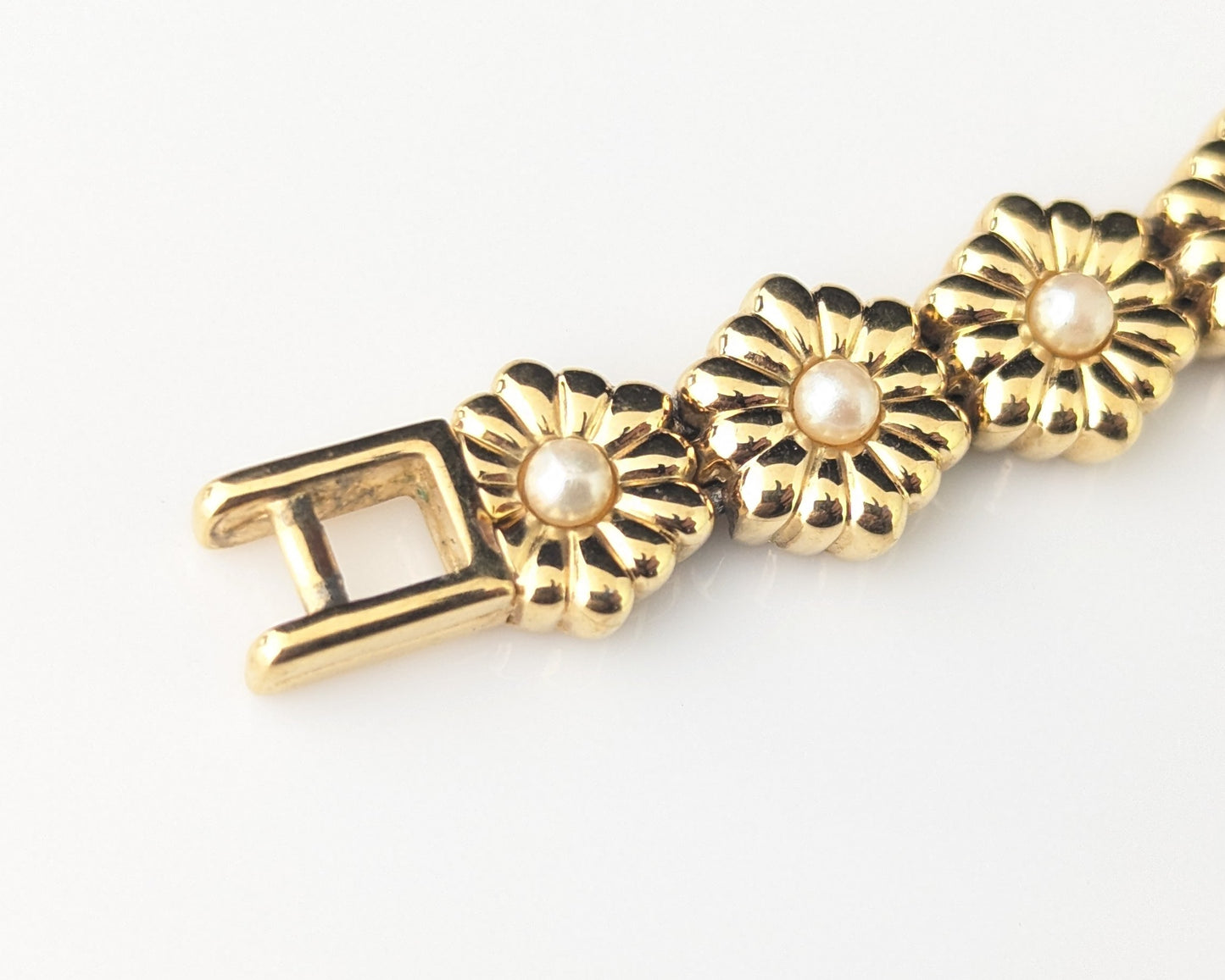 Vintage D'Orlan gold plated flower bracelet, Floral link