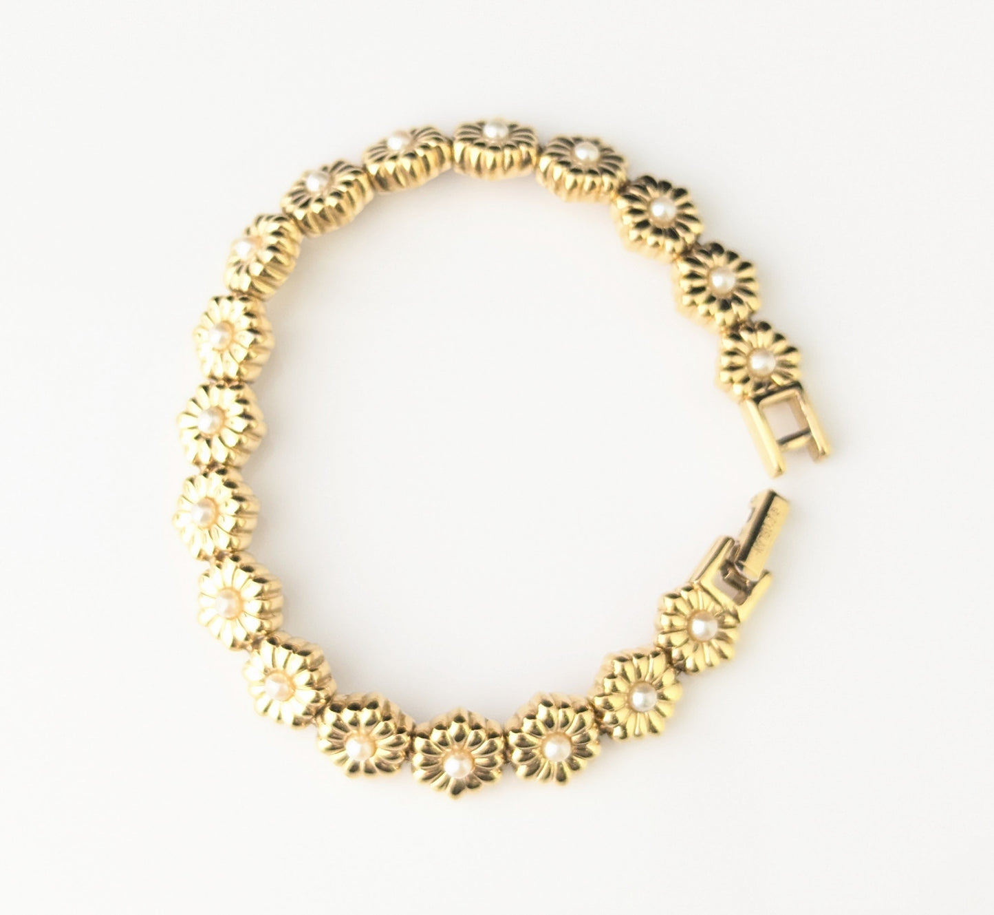 Vintage D'Orlan gold plated flower bracelet, Floral link
