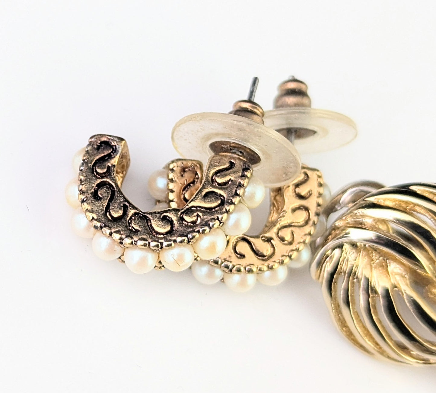 Vintage job lot earrings, three pairs, Cloisonné enamel