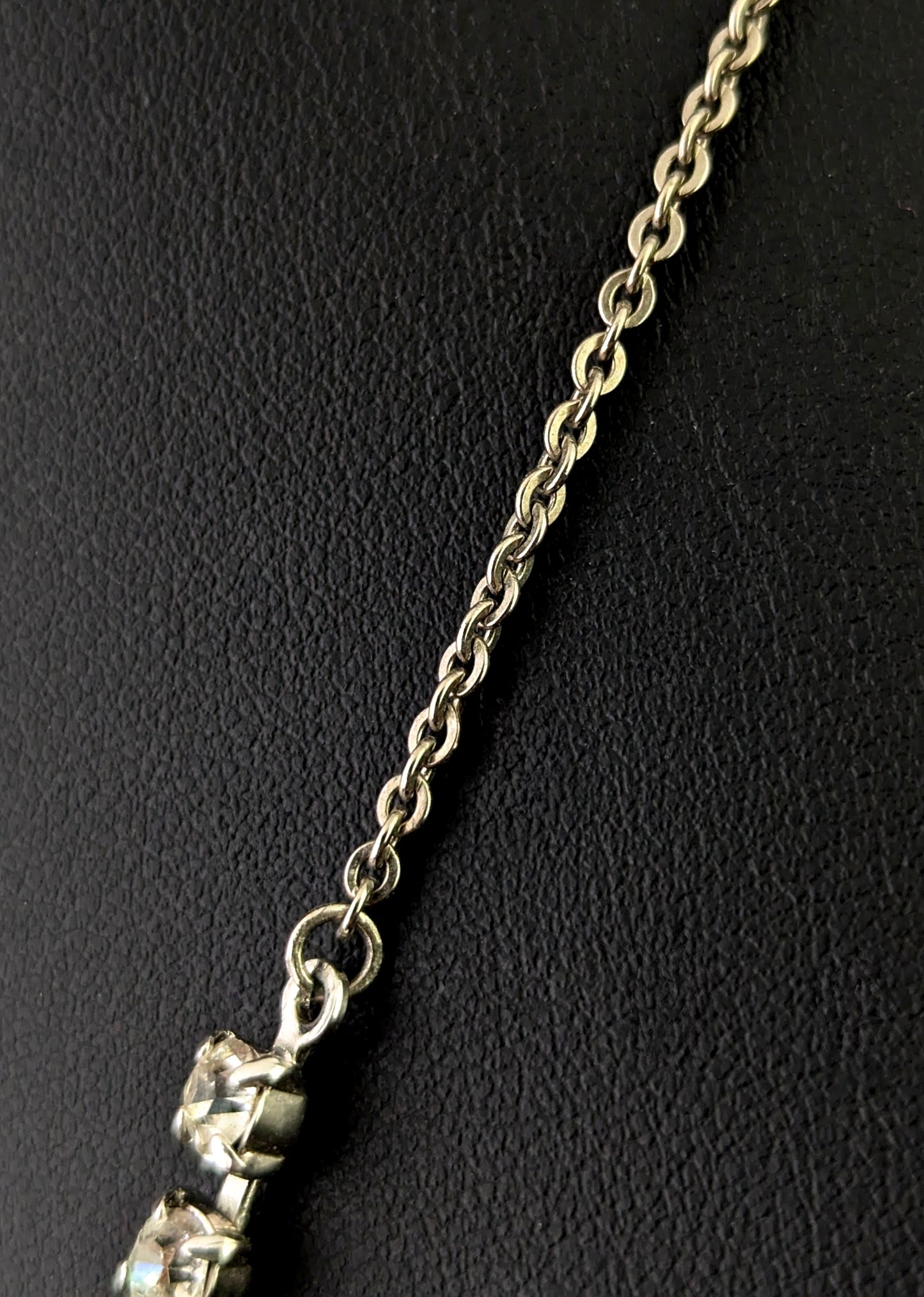 Vintage Mid century paste drop necklace, Dramatic Art Deco design