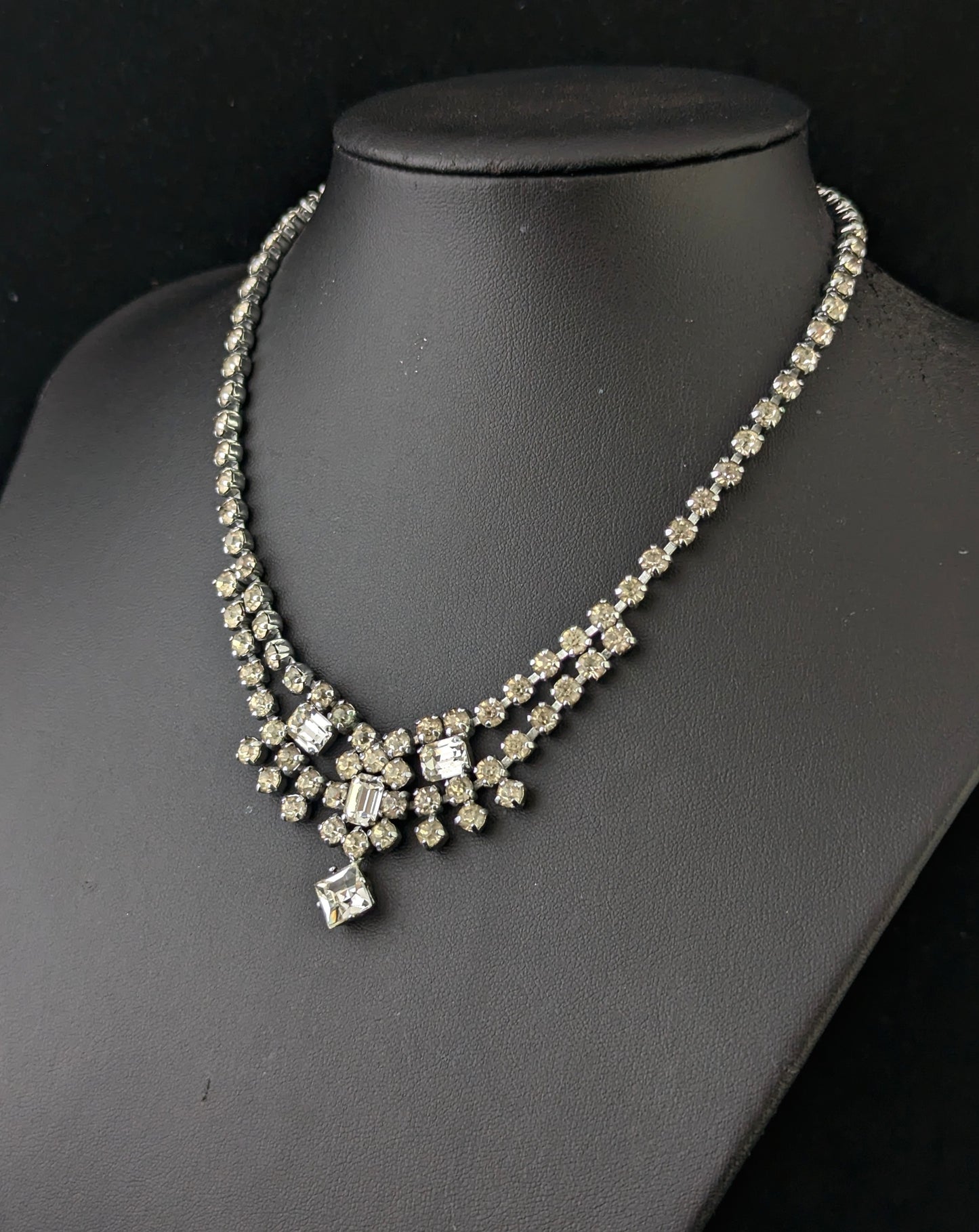Vintage paste swag fringe drop necklace, Choker