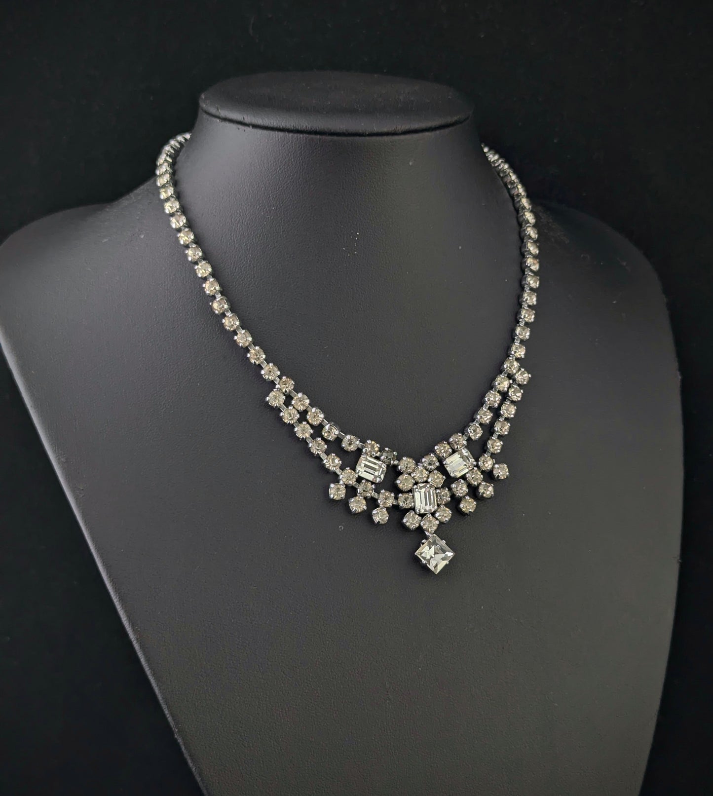 Vintage paste swag fringe drop necklace, Choker