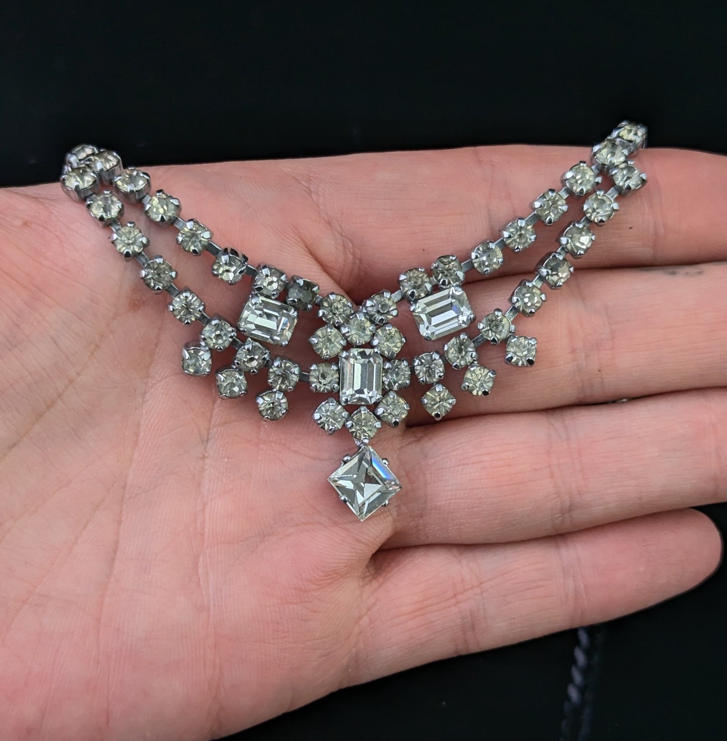 Vintage paste swag fringe drop necklace, Choker