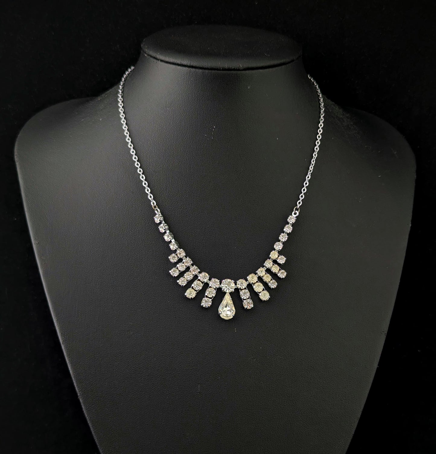 Vintage paste fringe drop necklace