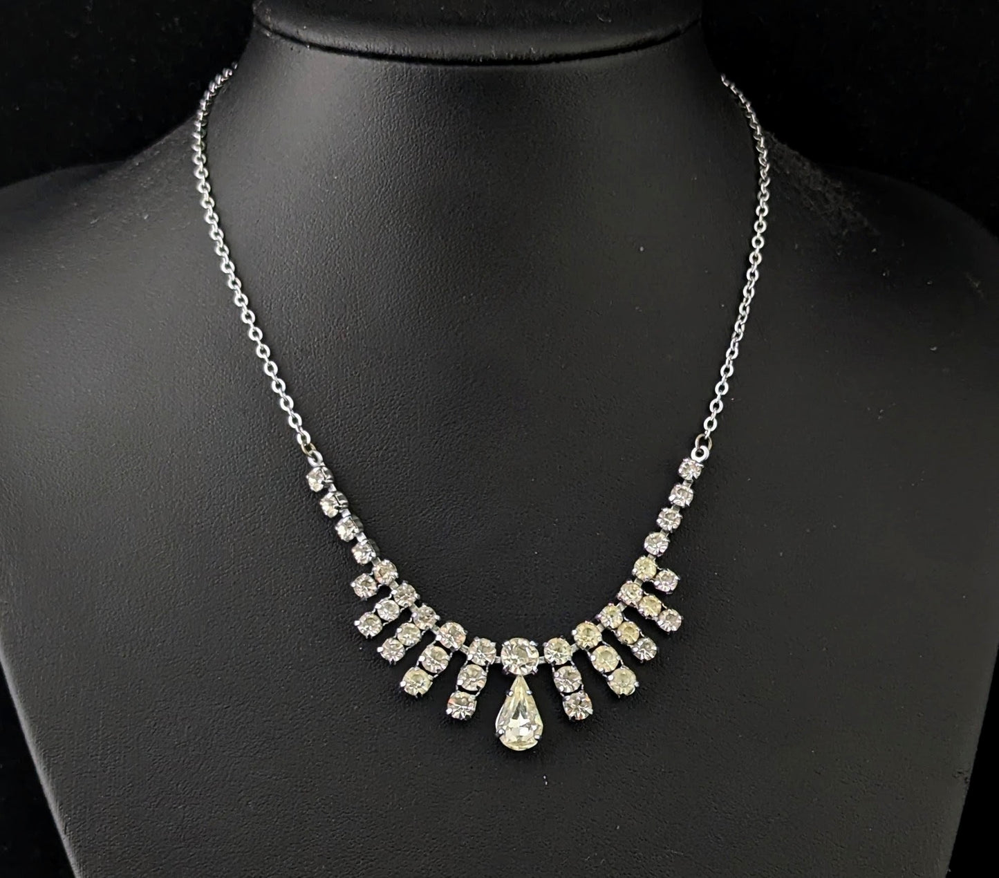Vintage paste fringe drop necklace
