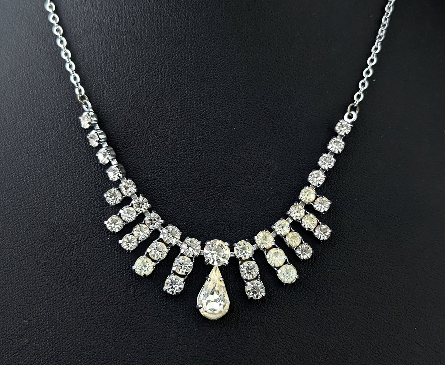 Vintage paste fringe drop necklace
