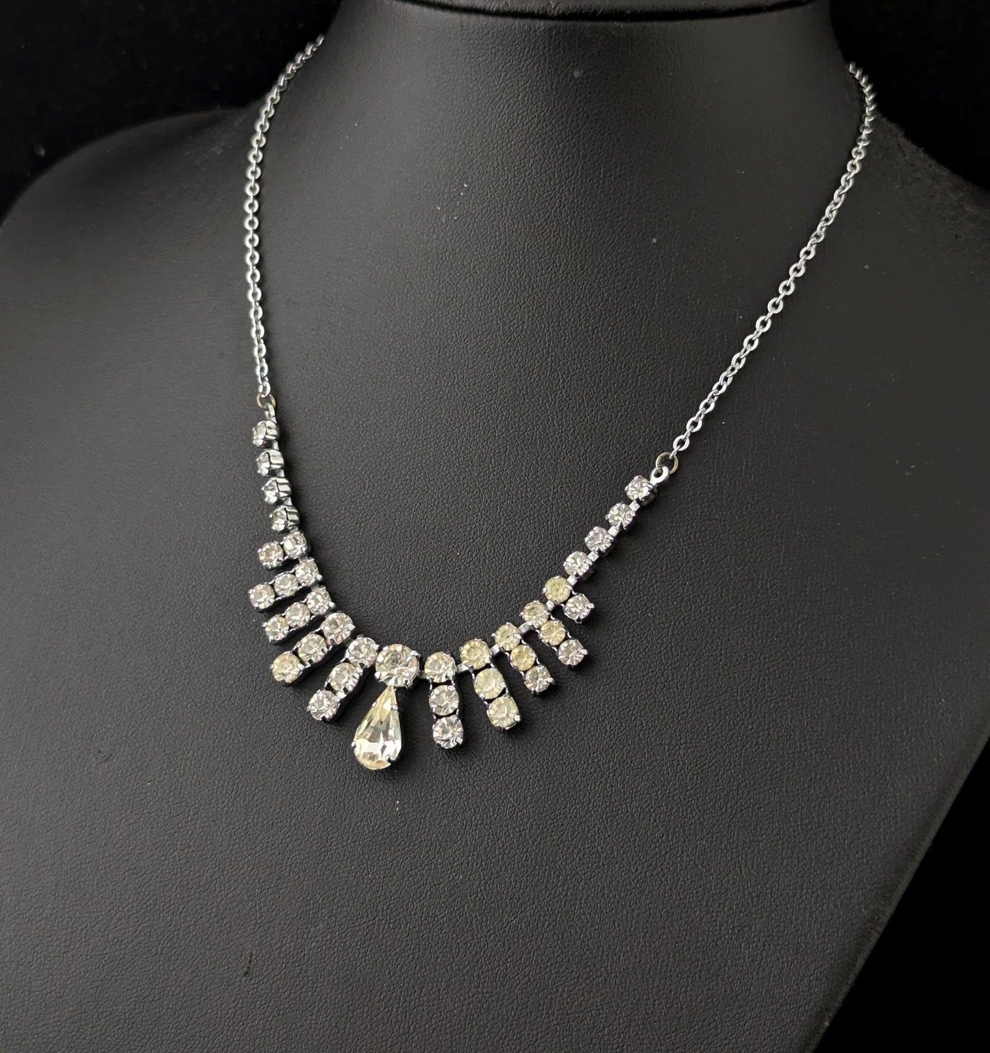 Vintage paste fringe drop necklace
