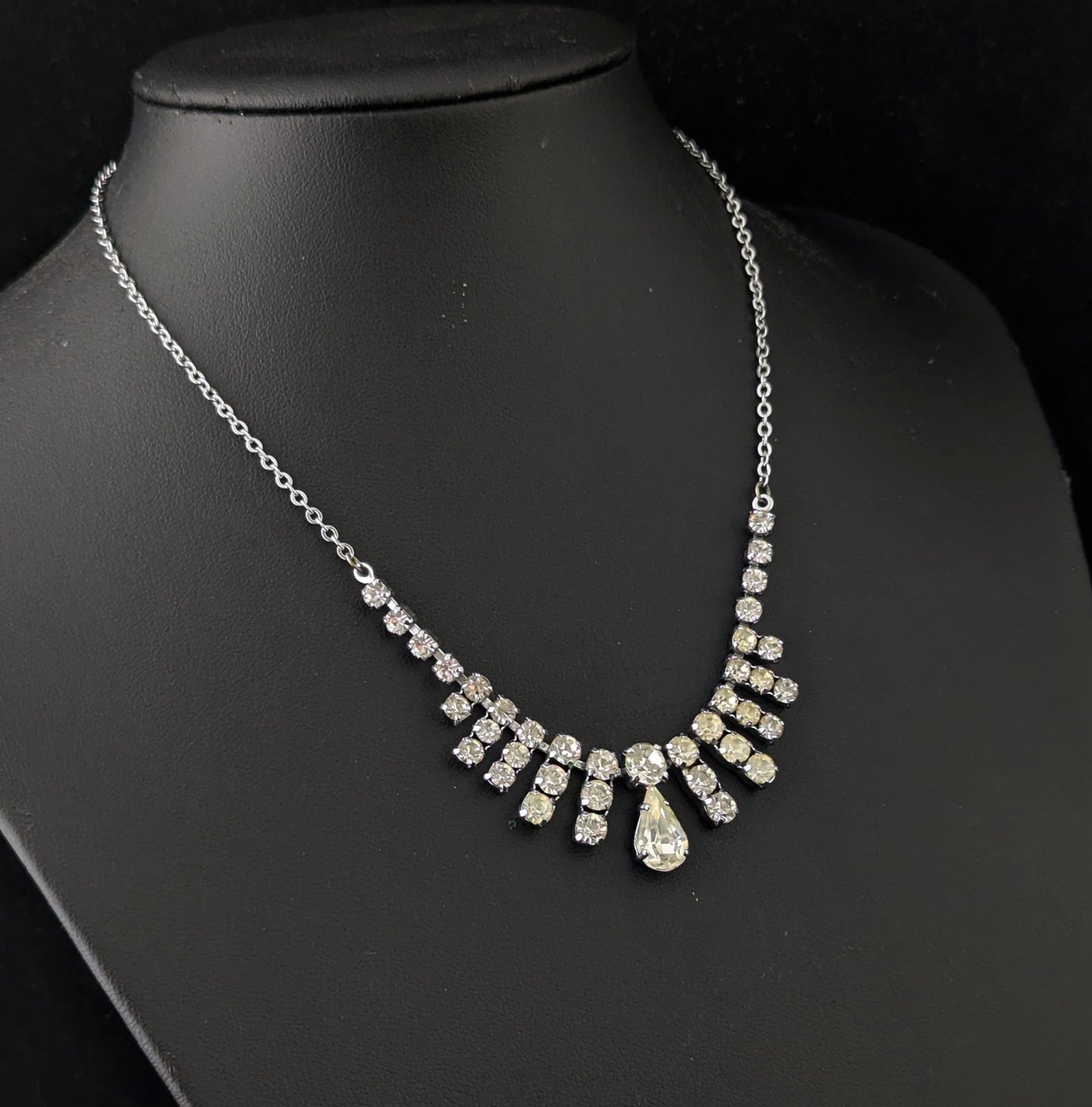 Vintage paste fringe drop necklace