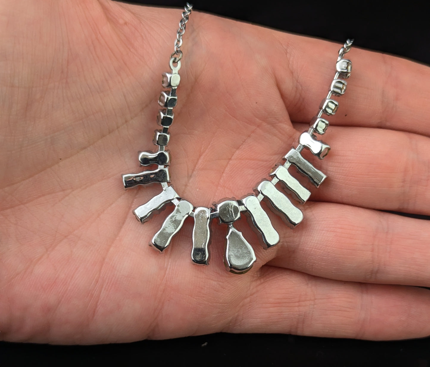 Vintage paste fringe drop necklace
