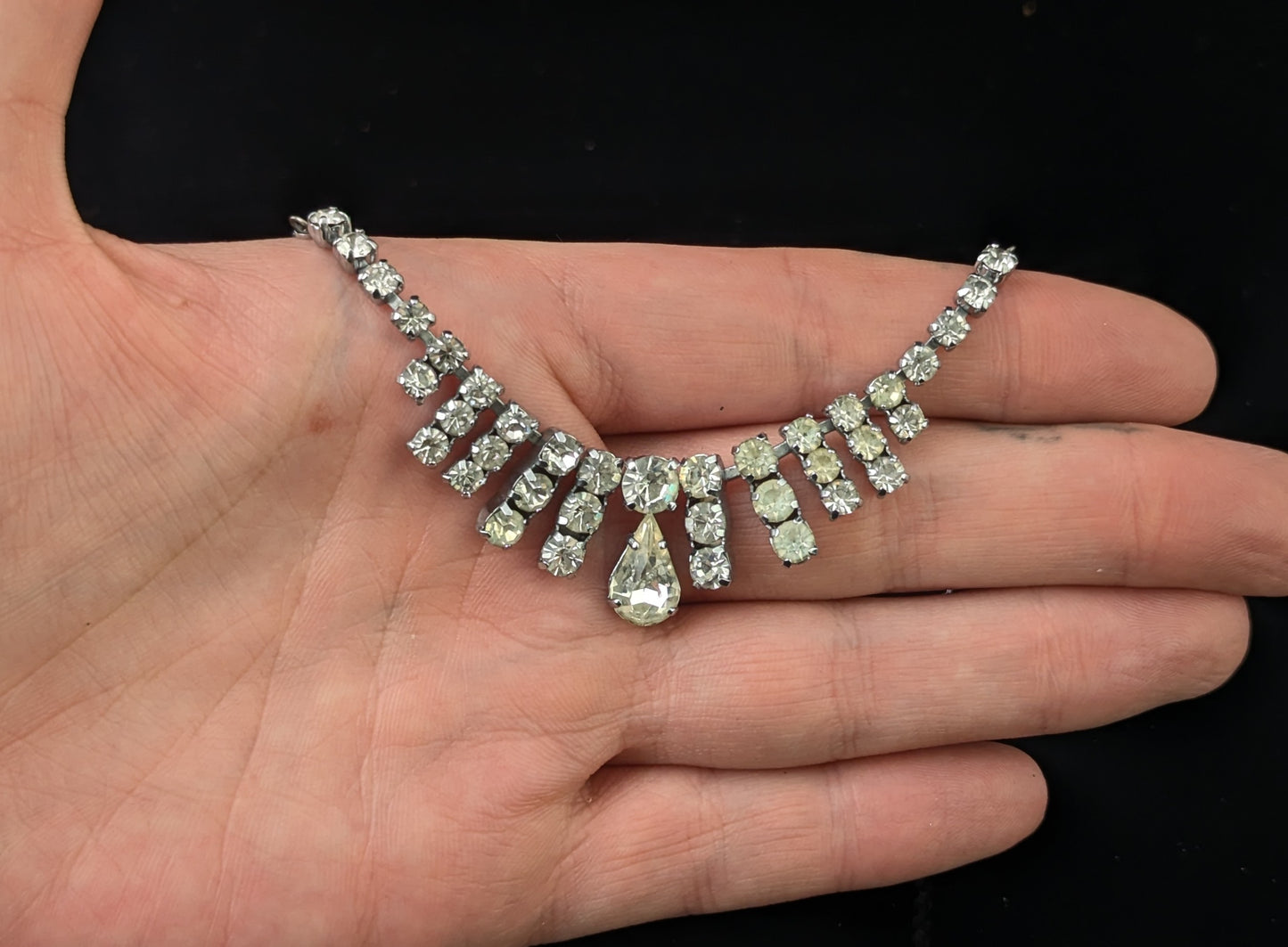 Vintage paste fringe drop necklace