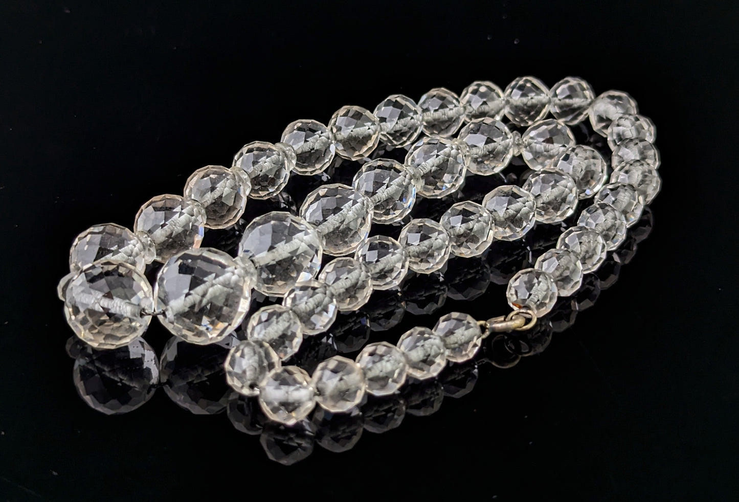 Antique Art Deco rock crystal faceted bead necklace