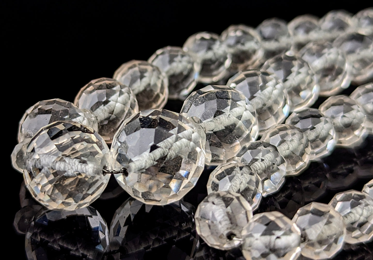 Antique Art Deco rock crystal faceted bead necklace
