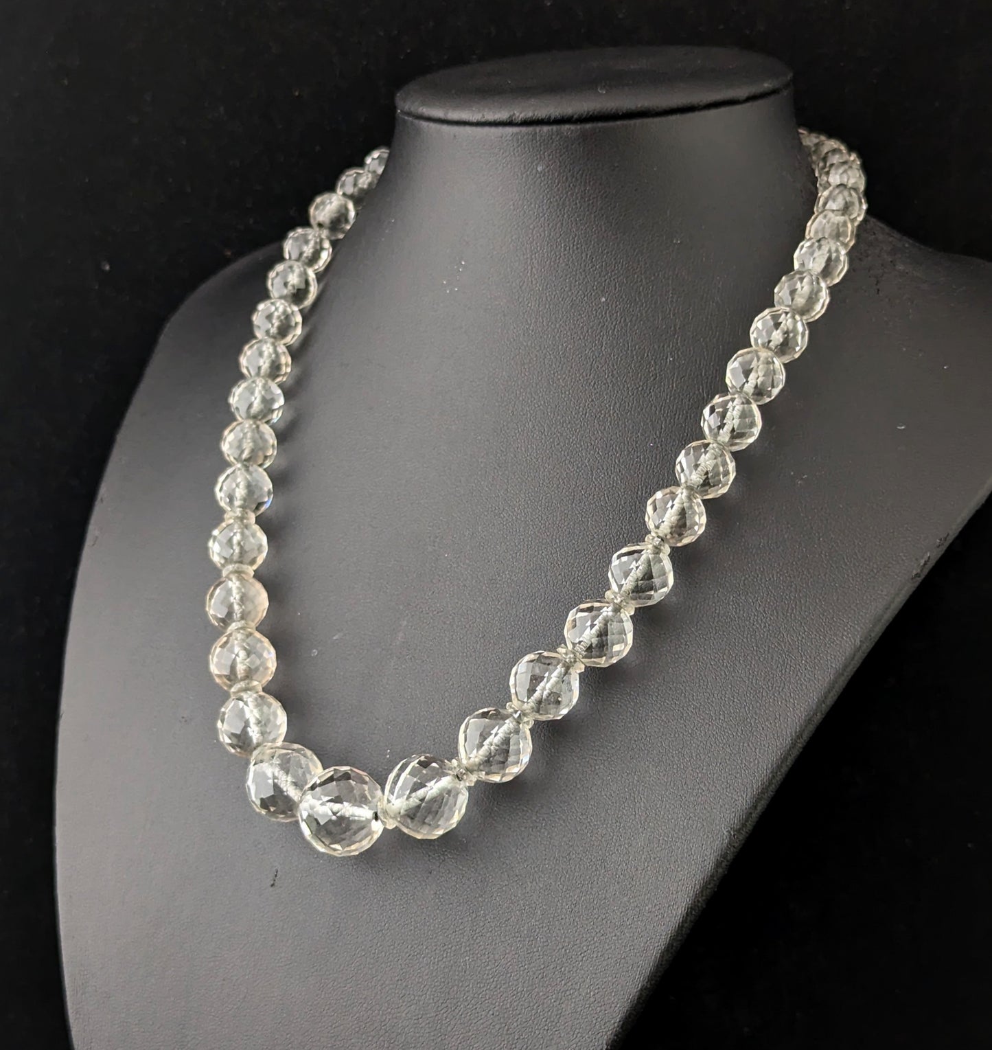 Antique Art Deco rock crystal faceted bead necklace