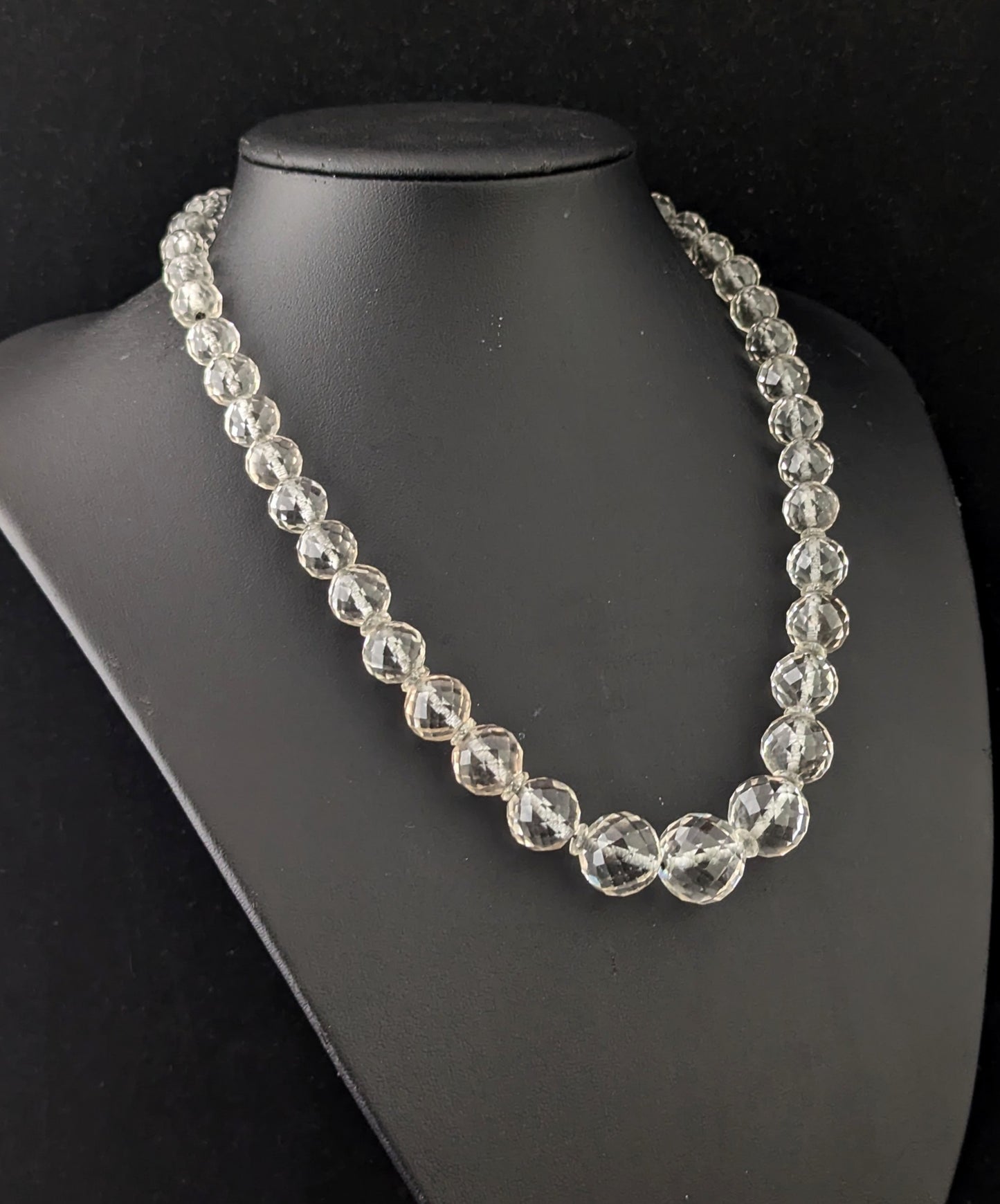 Antique Art Deco rock crystal faceted bead necklace