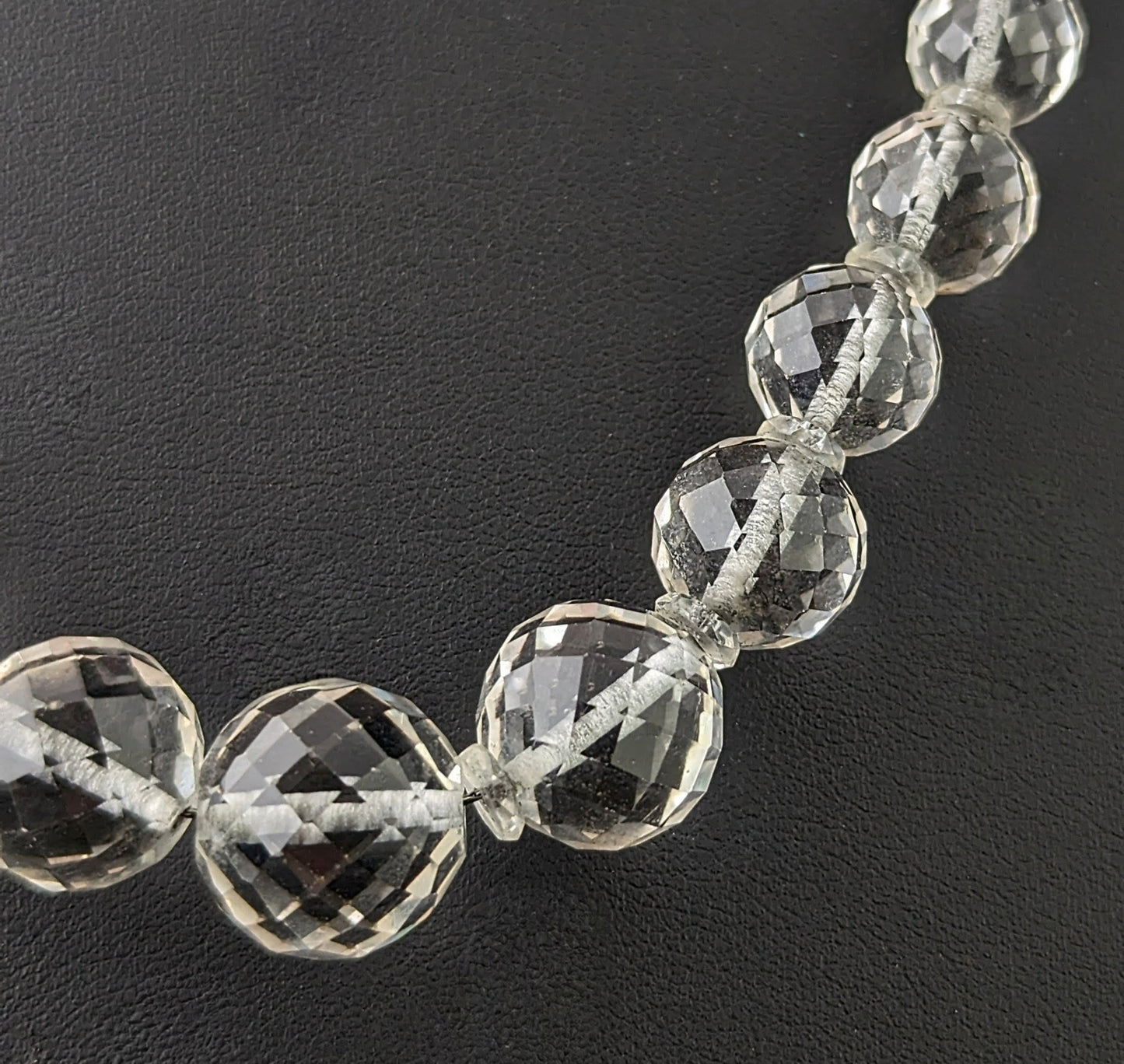 Antique Art Deco rock crystal faceted bead necklace