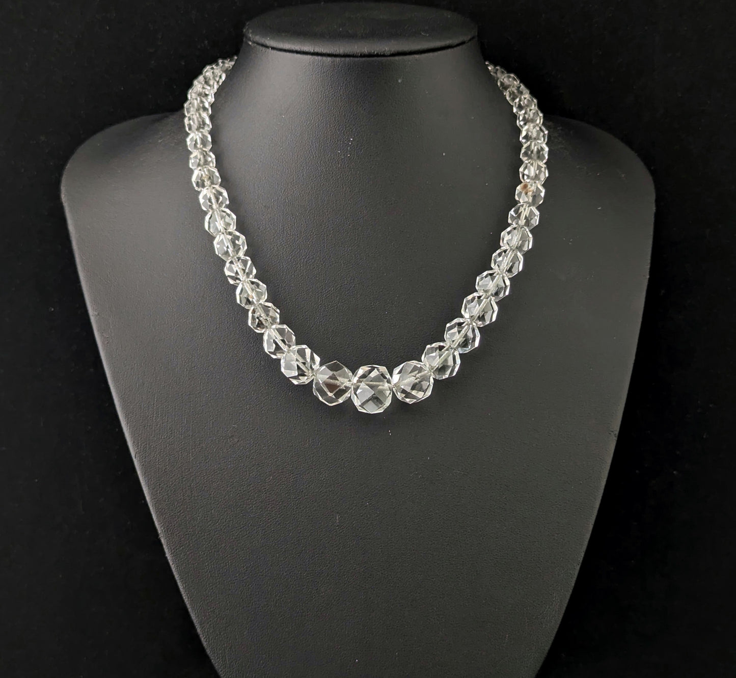 Antique Art Deco rock crystal bead necklace