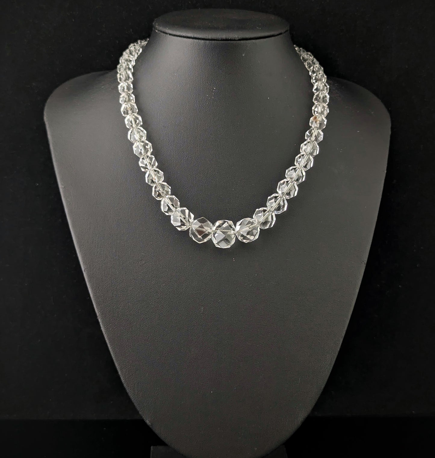 Antique Art Deco rock crystal bead necklace