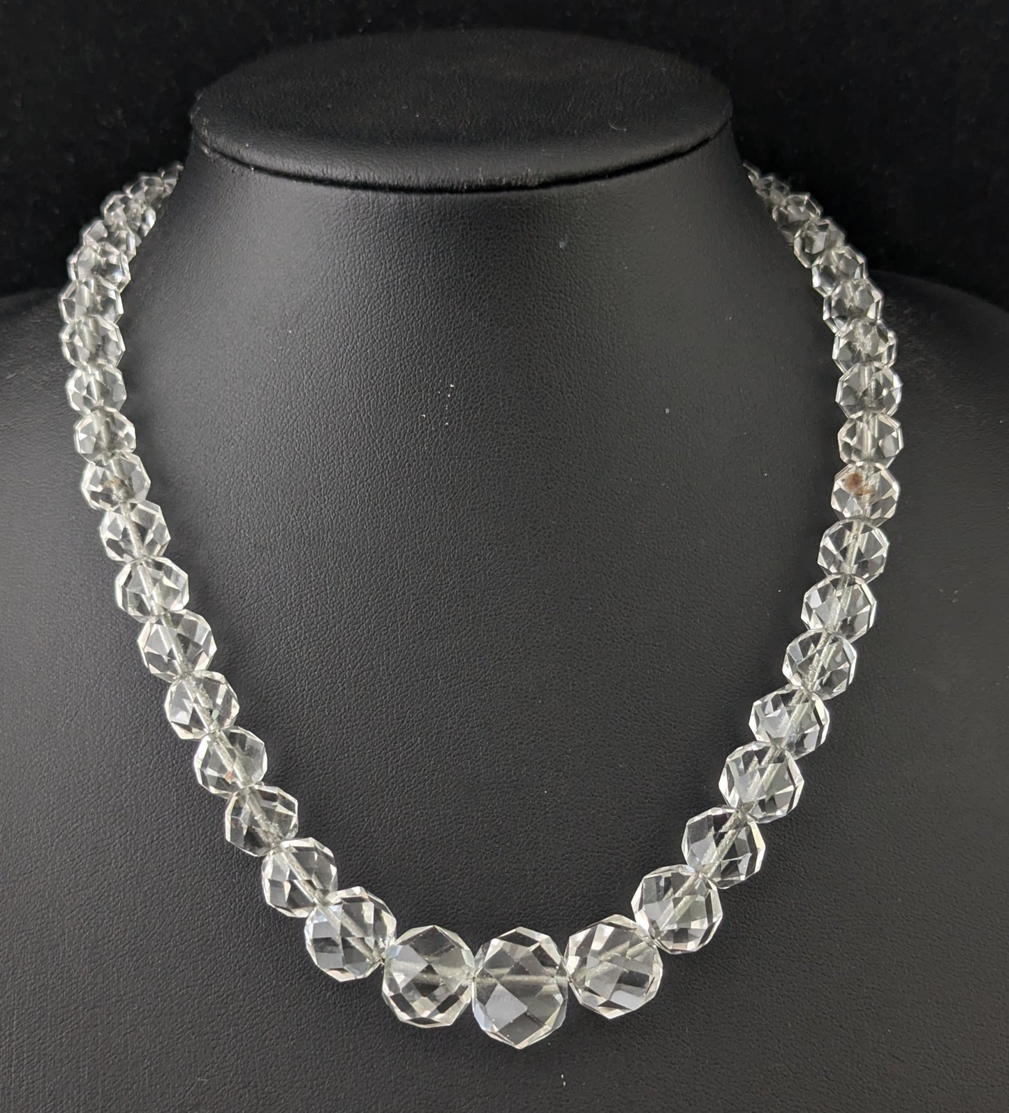 Antique Art Deco rock crystal bead necklace