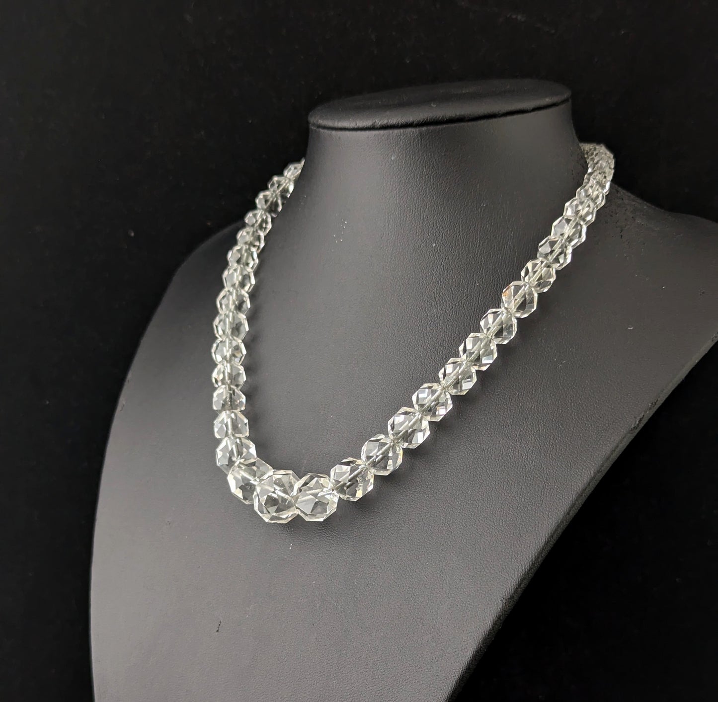 Antique Art Deco rock crystal bead necklace