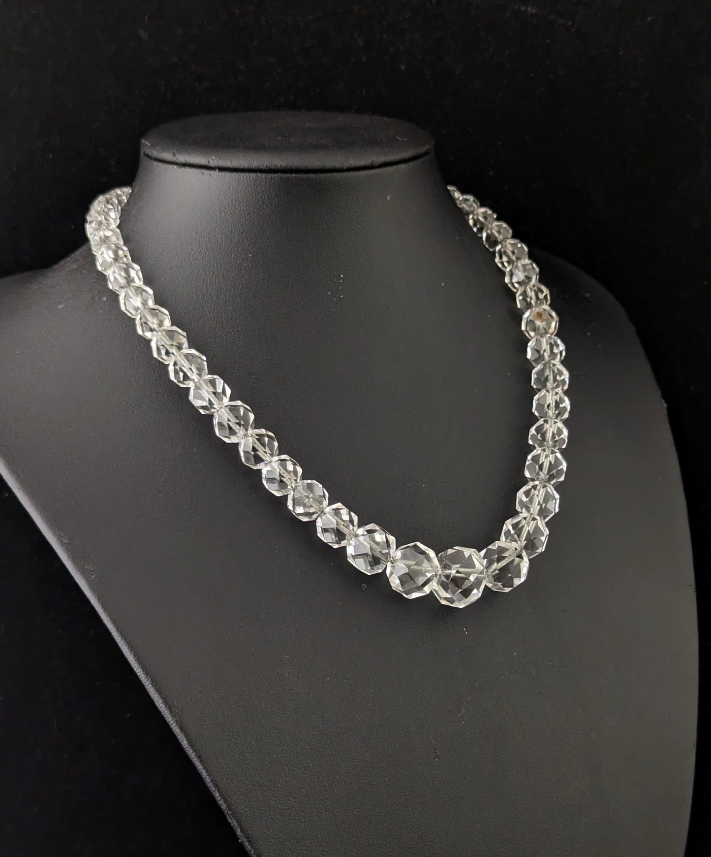 Antique Art Deco rock crystal bead necklace