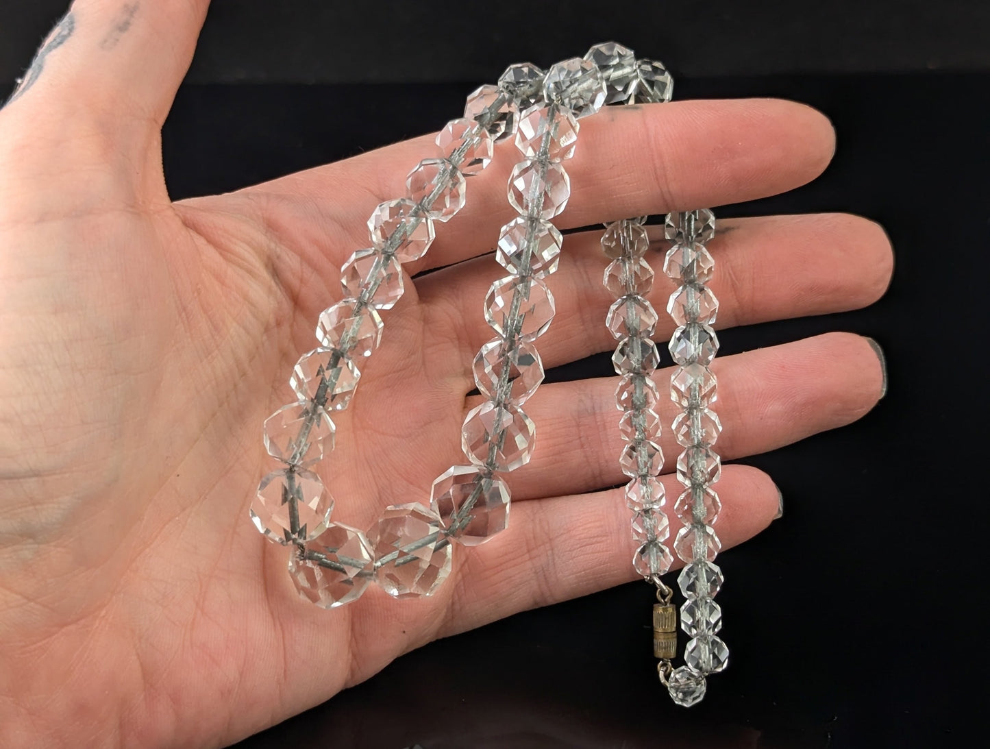 Antique Art Deco rock crystal bead necklace