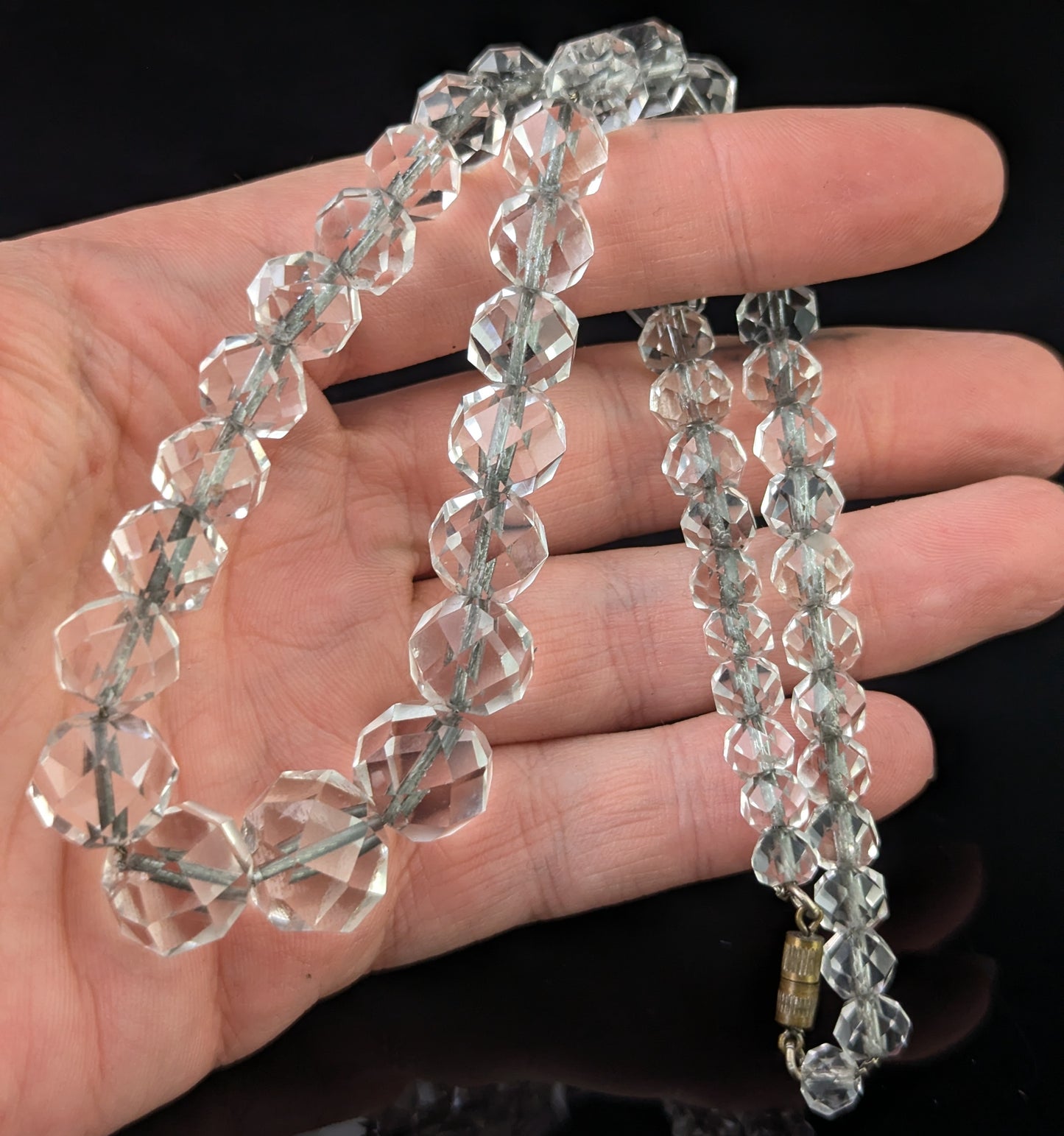 Antique Art Deco rock crystal bead necklace