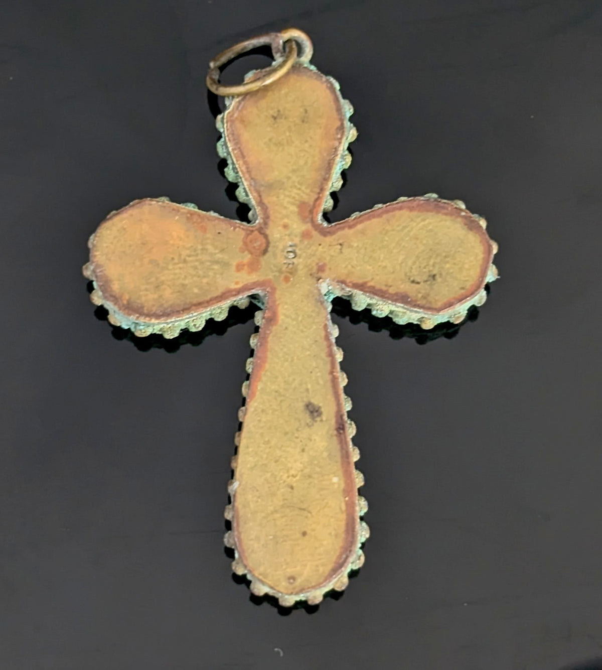 Antique Micro mosaic crucifix pendant, Italian Cross, Roma