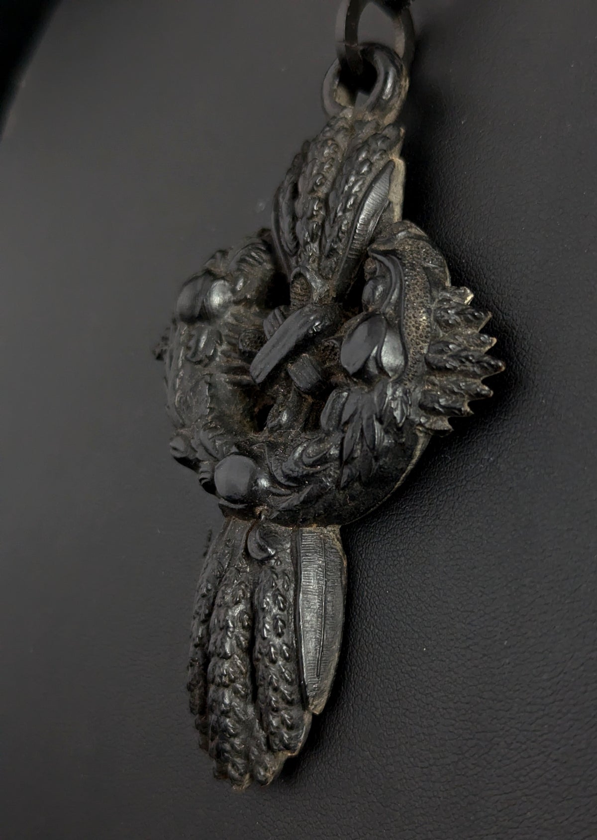 Antique Victorian mourning Cross pendant, Bog oak