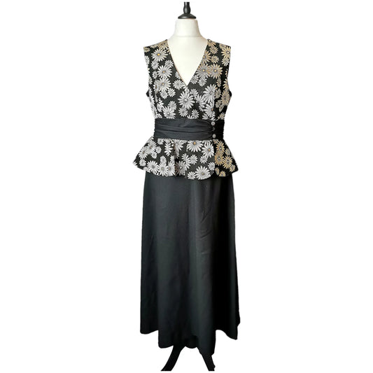 Vintage 1960s gold floral Brocade dress, cocktail dress