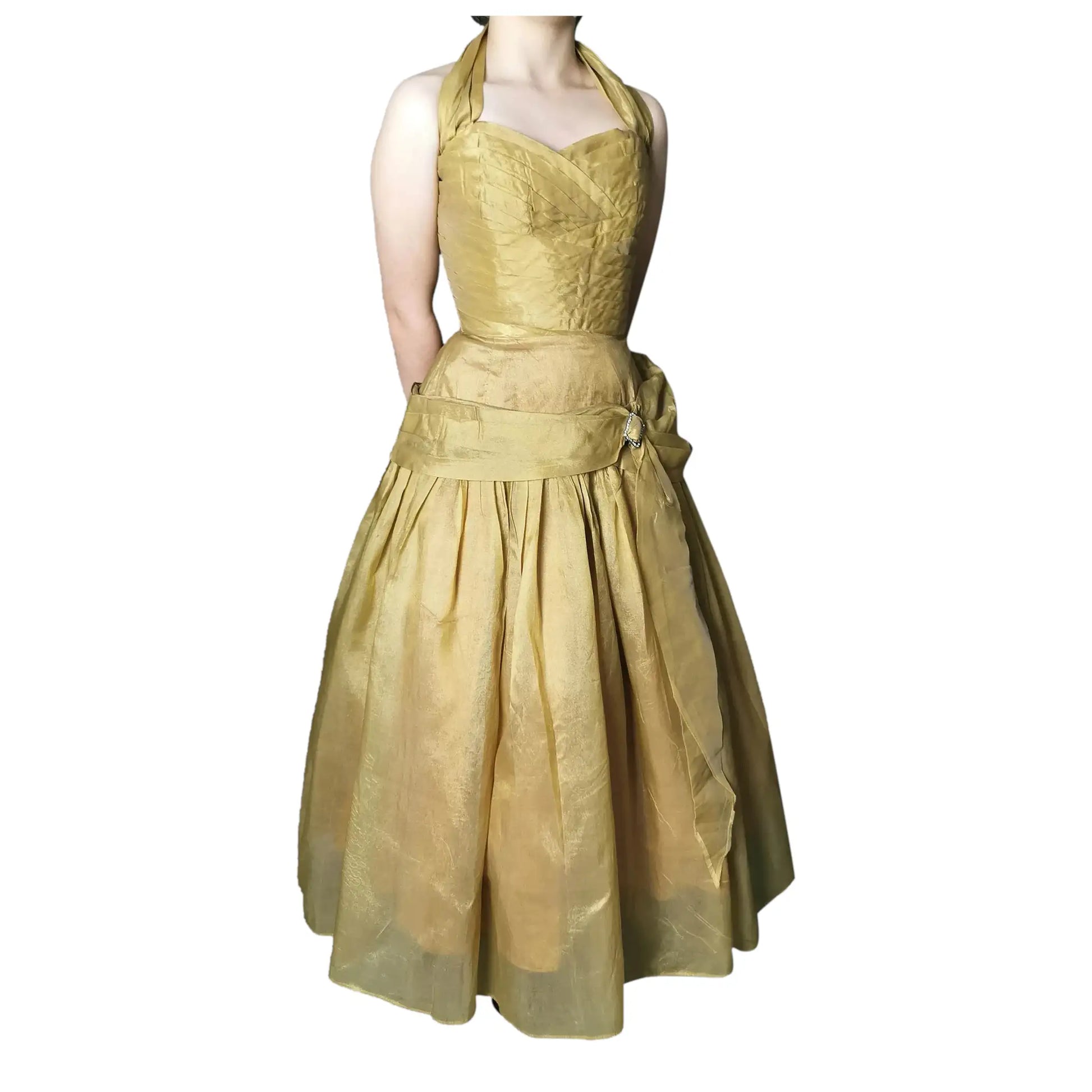 Vintage 50s gold halterneck dress, party frock, prom TCTvintage Vintage 50s gold halterneck dress, party frock, prom TCTvintage