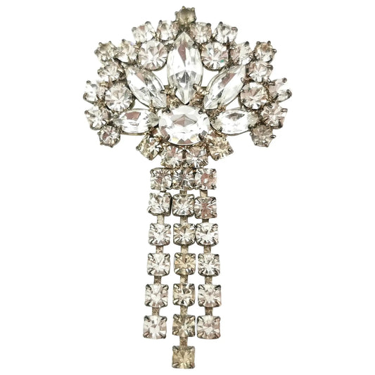 Vintage Sparkly diamanté dangle brooch