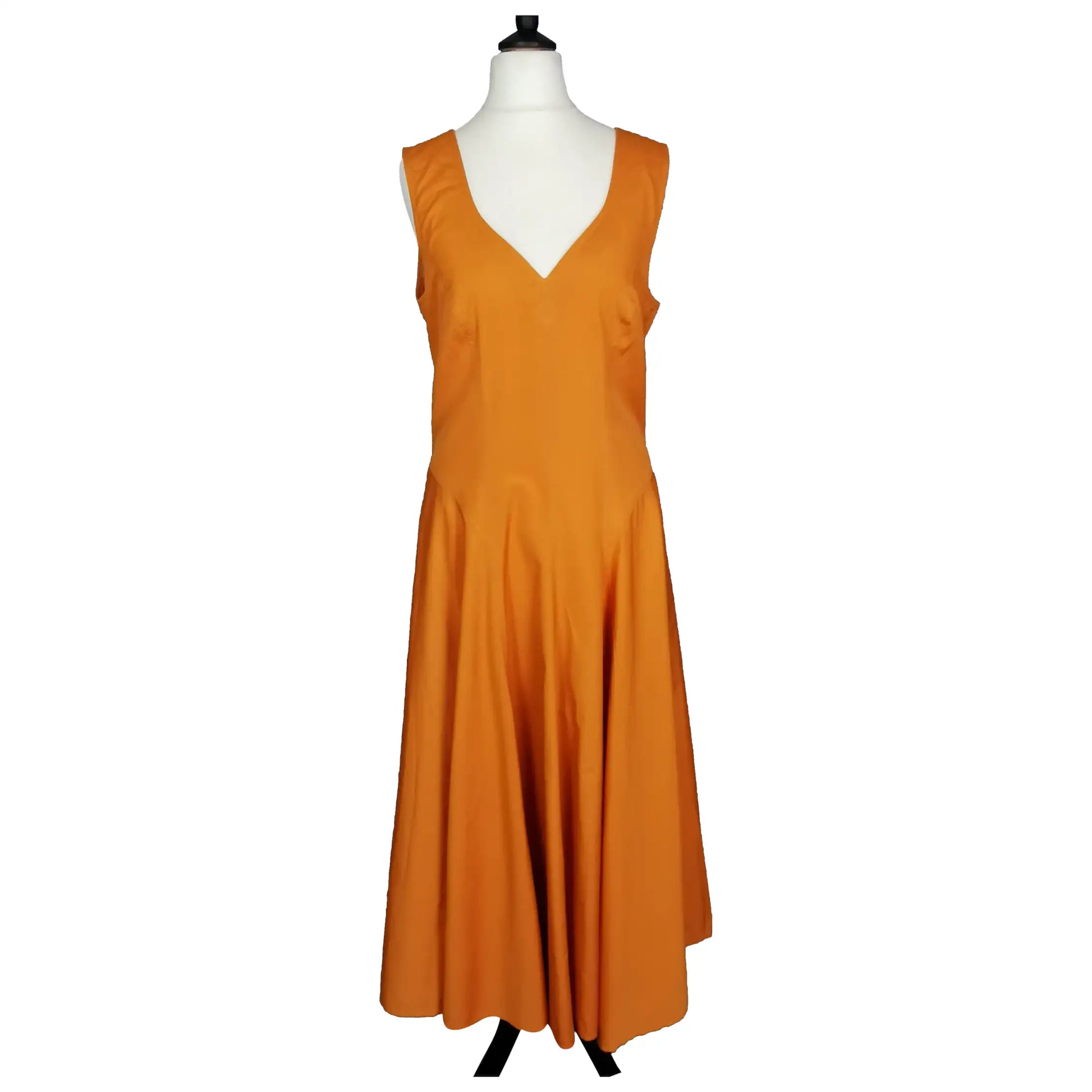 vintage burnt orange dress Burnt Orange Crew Neck A-Line Formal Dress with Sash FancyVestido