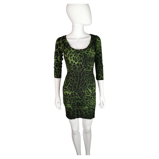 Dolce and Gabbana green leopard print silk bodycon dress, NWTdress