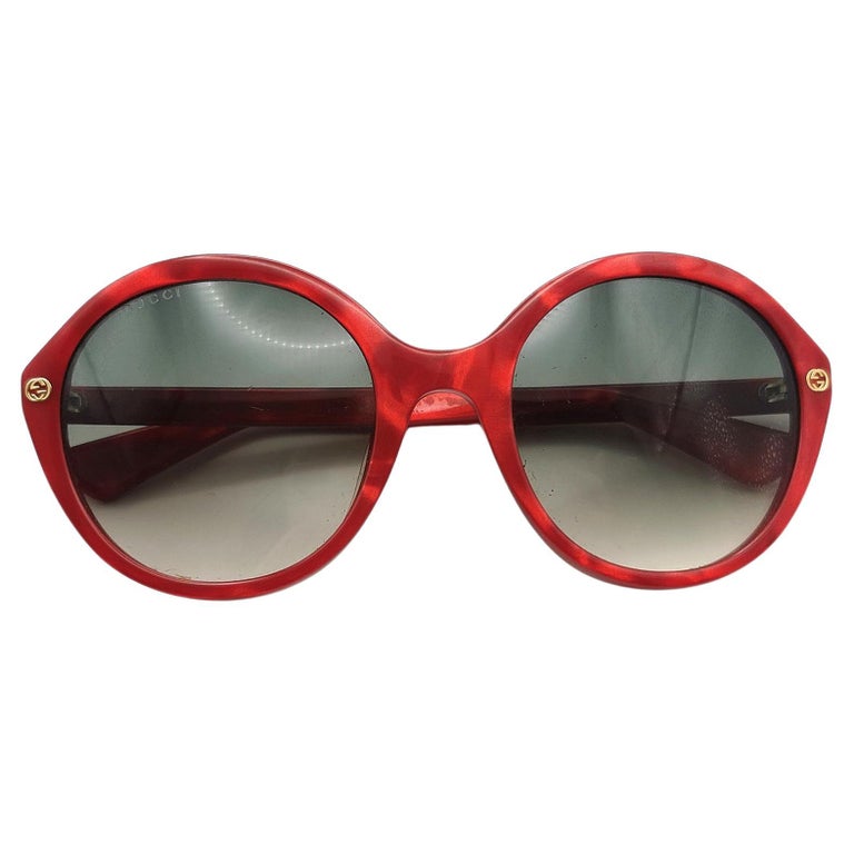 Gucci Oversized Sunglasses, Red marble frame, Gold Bee