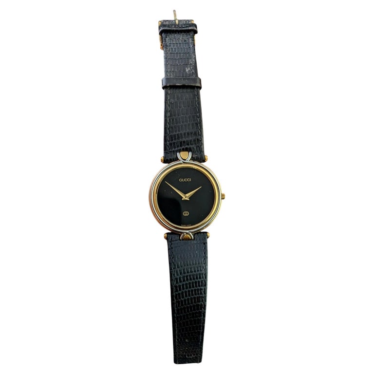 Gucci 4500m wristwatch, gold plated, Leather strap