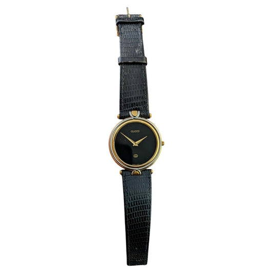 Gucci 4500m wristwatch, gold plated, Leather strap
