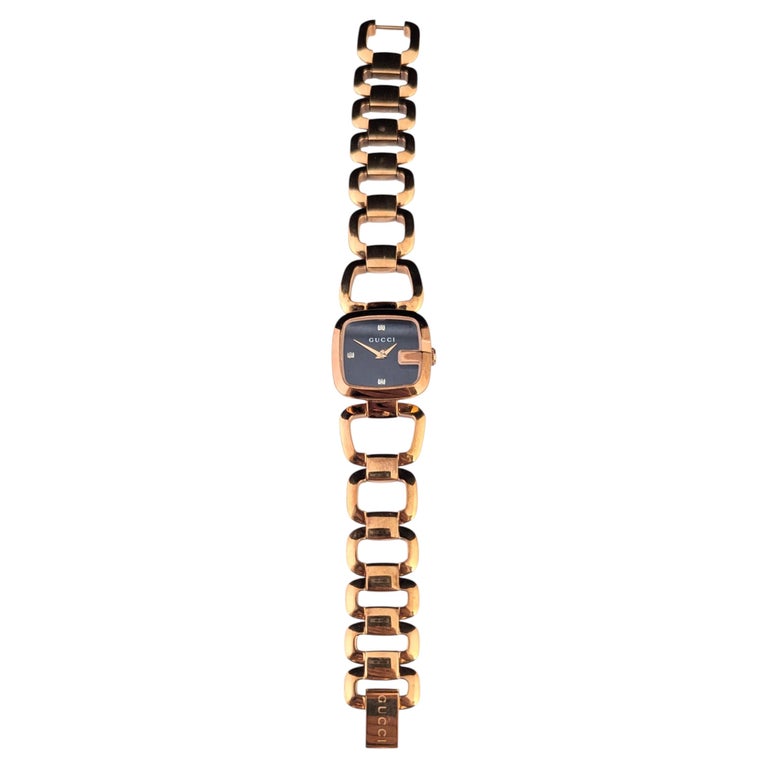 Gucci G ladies rose gold plated wristwatch, Diamond set